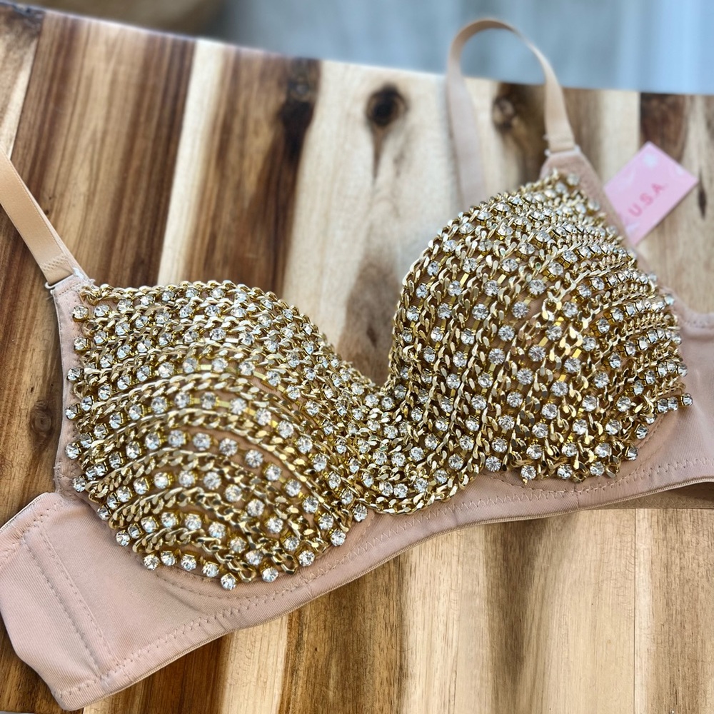Rhinestone Studded Bra